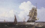 Attributed to john wilson carmichael Shipping off Scarborough (mk37) oil on canvas